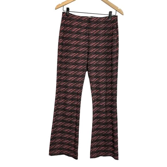 Dolan Beth Flare Cropped Pull On Pant Women XS Knit Raw Hem Pink Black Stretch - Picture 1 of 9